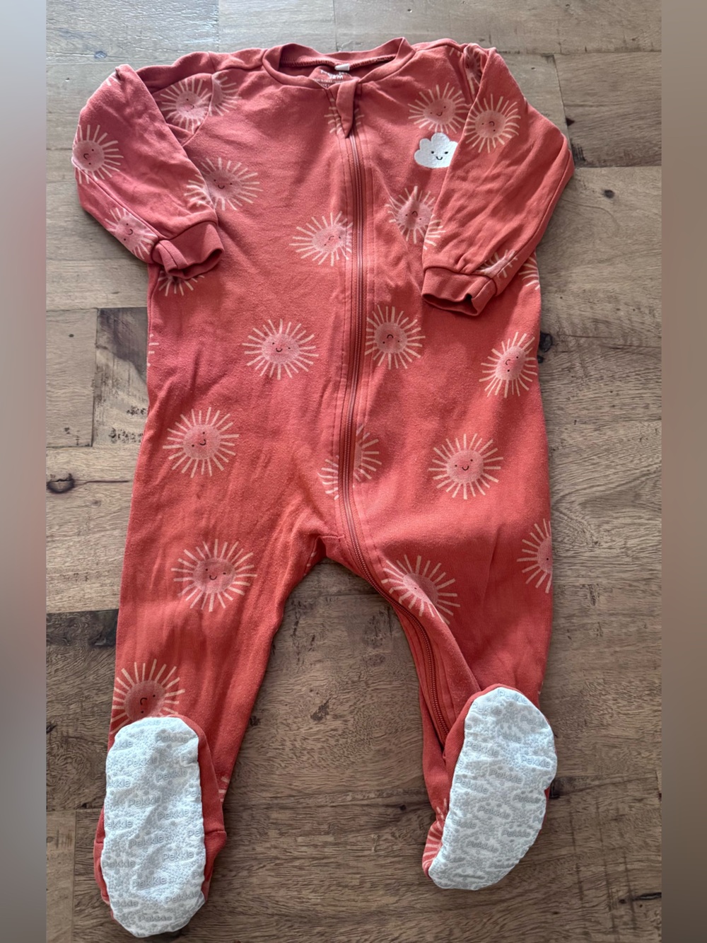 Pekkle sun novelty print Kids Coral Sun Print Zip One-Piece sz 12 months